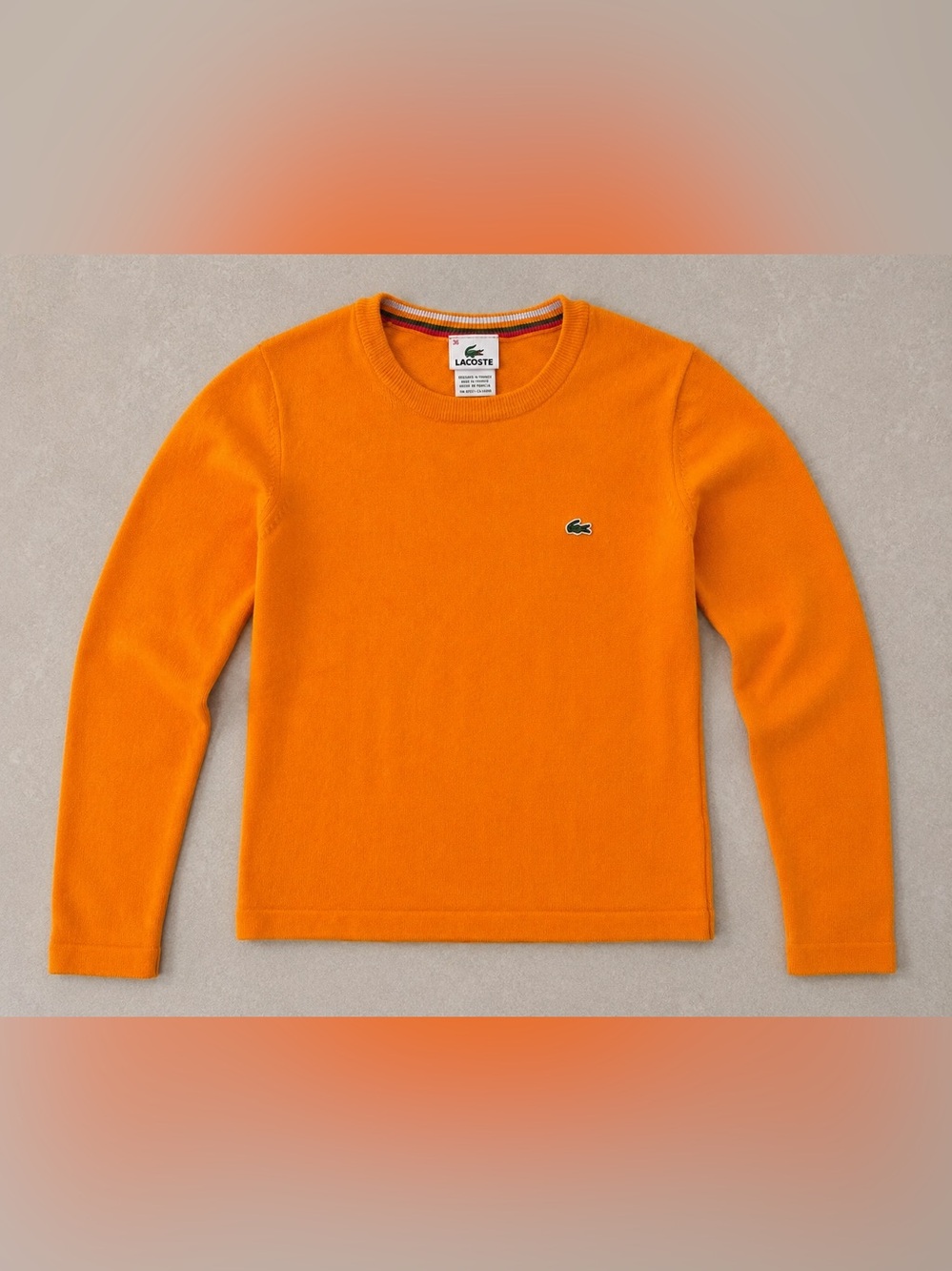 Vintage Collector Lacoste Made in France Orange Crewneck Knit Sweater XS-S FR 36 - Picture 5 of 17